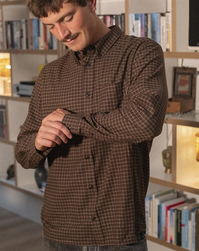 Elsk - Light Flannel Men's Skjorte - Soil Brown/Hazel Check